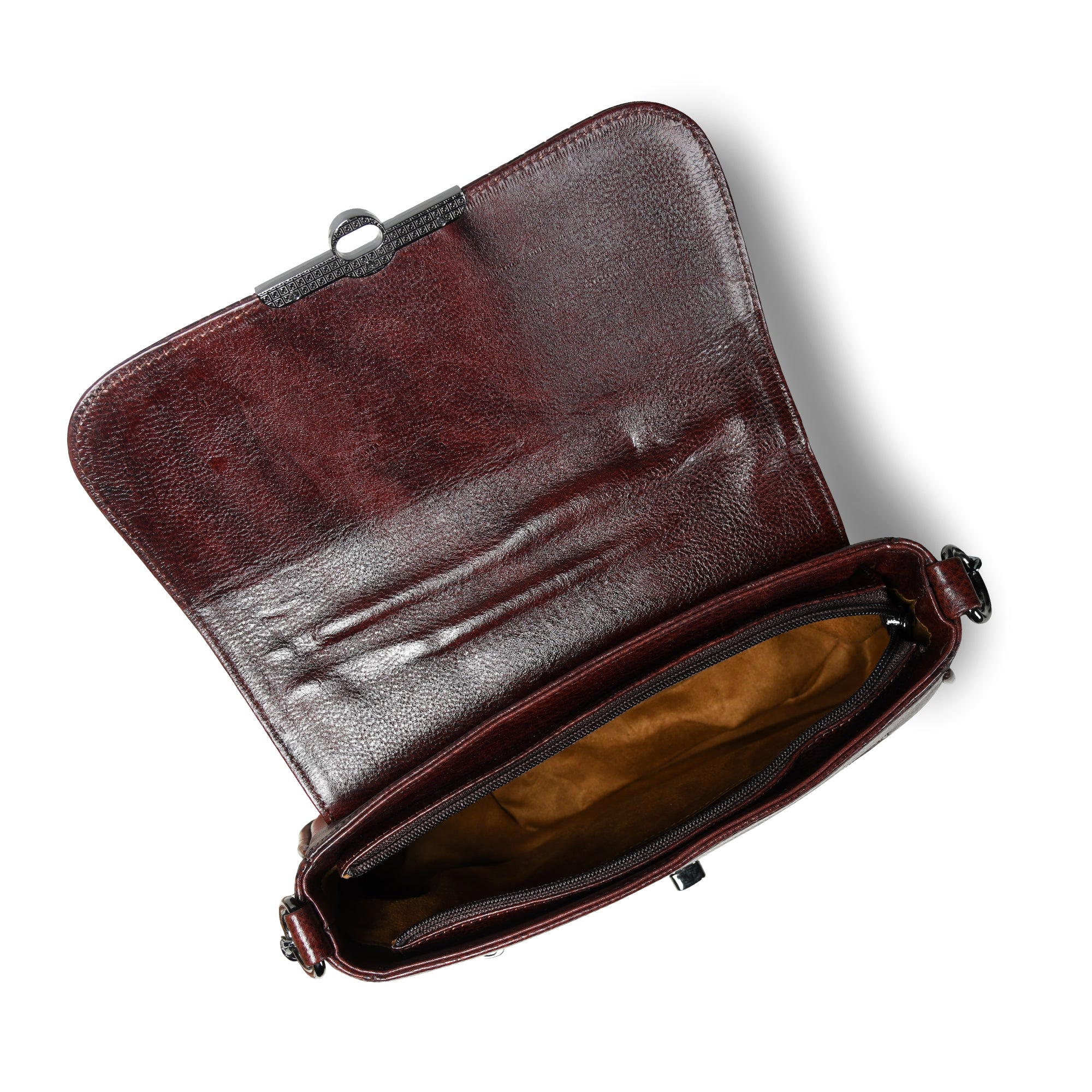 Regal Noir Croc Handbag - Tan Colour